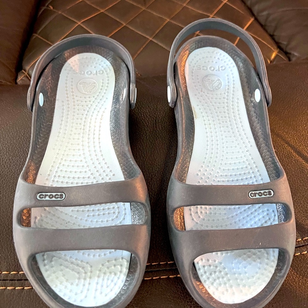 Blue croc sandals
